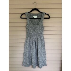 Anthropologie Dress Gray  Dye Smocked‎ Stretch Fit Flare Sz XS